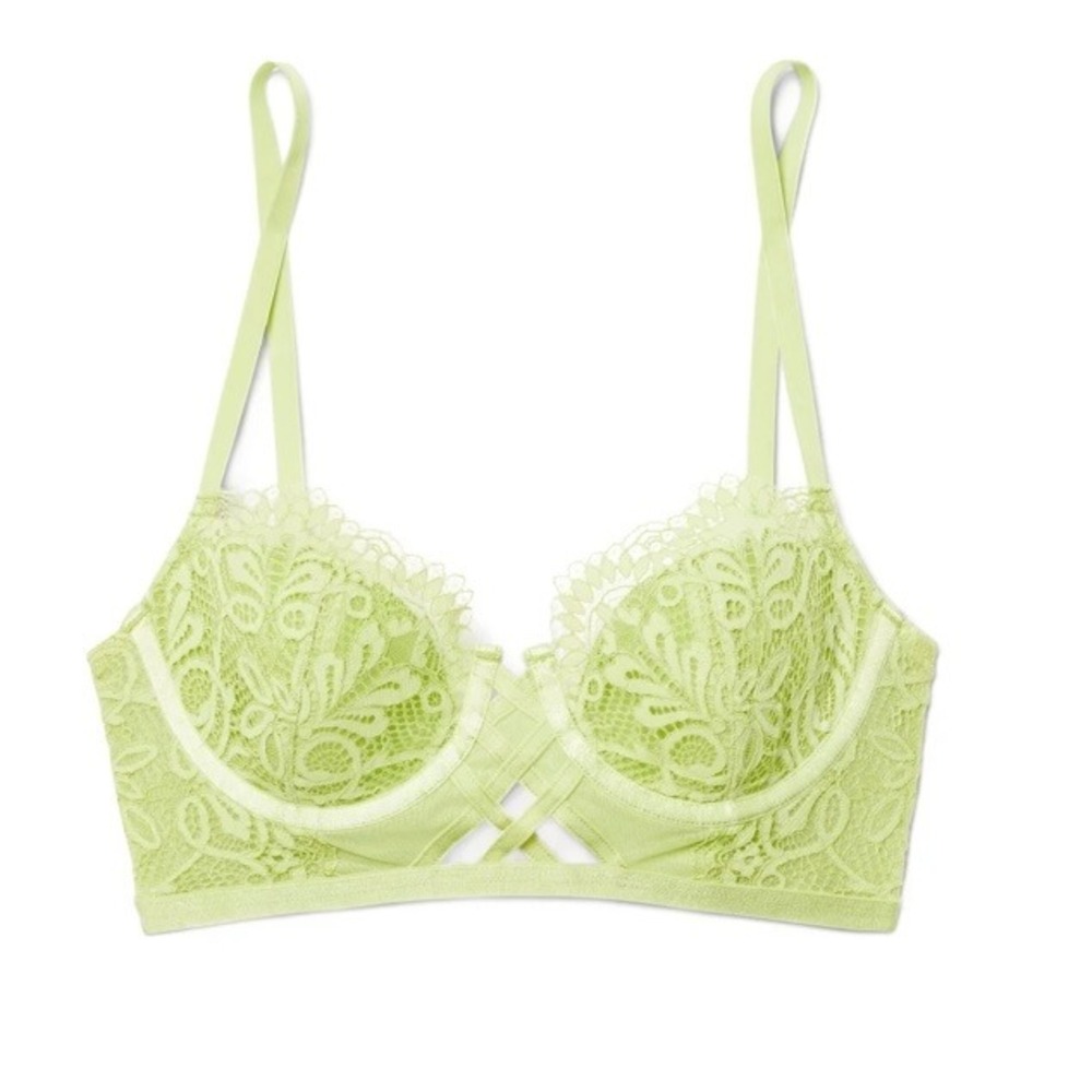 Adore Me Diara Contour Balconette Longline Underwire Bra‎ Neon Green Womens 40C